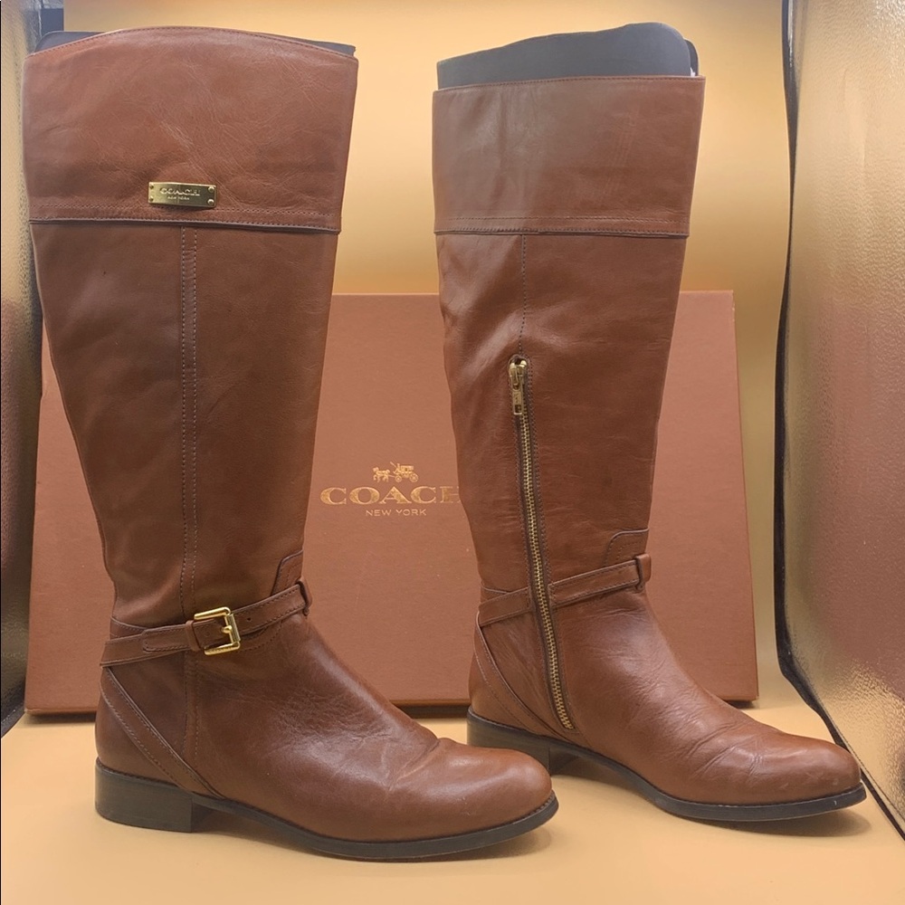 Coach Micha Wide Calf Brown Boots Knee High Women’s - Size 9 B